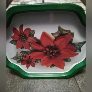 Vintage Christmas Small Poinsettia Serving Tray